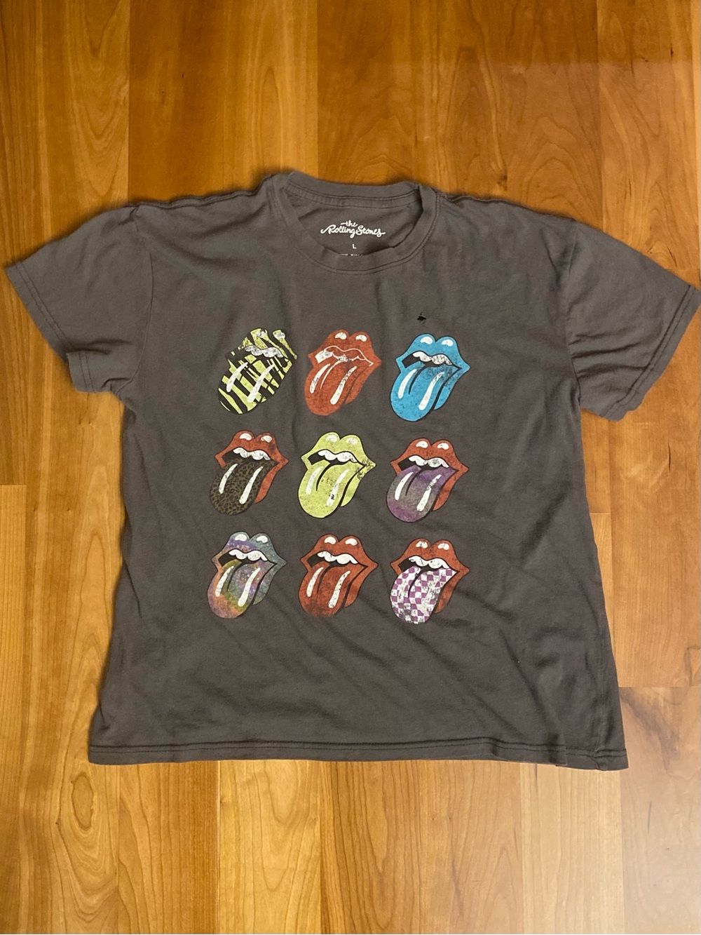 🛍️ 3/$15 🛍️ The Rolling Stones Tee - Charcoal with Multi-Color Tongues
